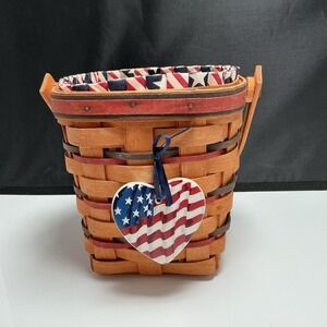 1995 Longaberger American Pride Basket with Stars & Stripes Liner, Protector